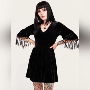 NWT MIDNIGHT HOUR VELVET FRINGE DRESS